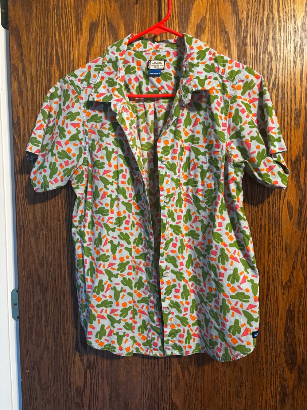Kavu Cactus Print Short-Sleeve Button-Up Shirt - Green, Blue, Pink, & Orange